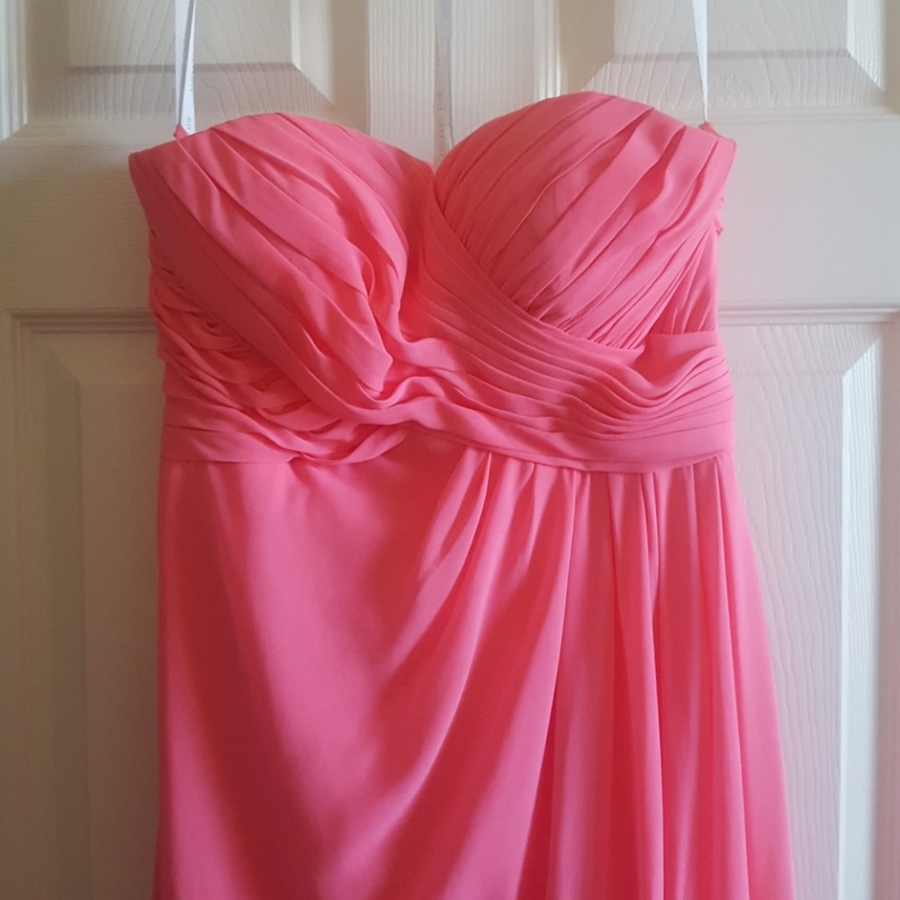 Coral strapless dress